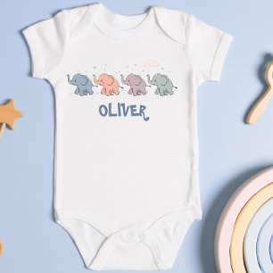 Body Para Bebê Elefantes Coloridos Fofos