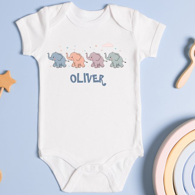 Body Para Bebê Elefantes Coloridos Fofos (Criador carregado)