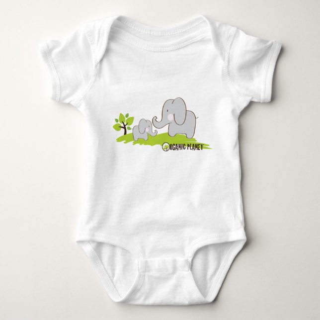 Body Para Bebê Elefantes Planetas Orgânicos T-Shirts Kids (Frente)