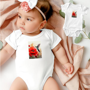 Body Para Bebê Elegância da Natureza: Harmonia entre Papoula e Be