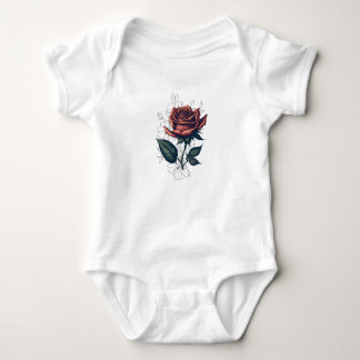 Body Para Bebê Elegant Vintage Rose – Floral Art T-Shirt Design
