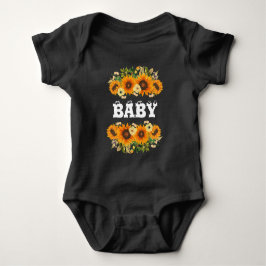 Body Para Bebê elegante bela flor de girassol floral bebê flor
