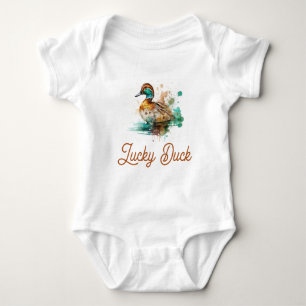 Body Para Bebê Elegante Verde Frame Mallard Duck Chá de fraldas