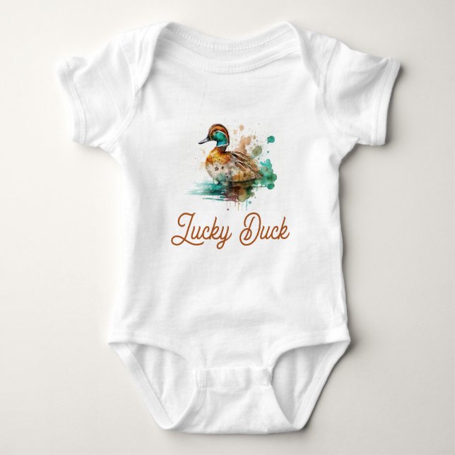 Body Para Bebê Elegante Verde Frame Mallard Duck Chá de fraldas (Frente)