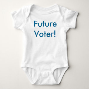 Body Para Bebê Eleitor futuro! Na escrita do azul de Democrata