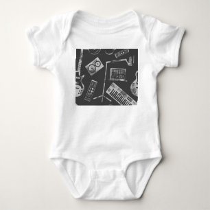 Body Para Bebê Elementos de música: vintage com tela de fundo con