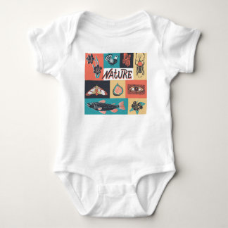 Body Para Bebê Elementos Natureza, Ícones de Estilo Retroativo.