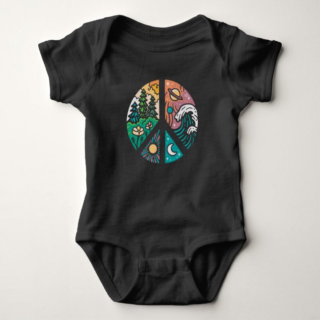 Body Para Bebê Elementos Pacíficos: Natureza & Cosmos (Frente)