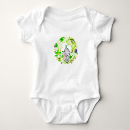 Body Para Bebê Elephant Green Wreath Monograma Personalizado Name