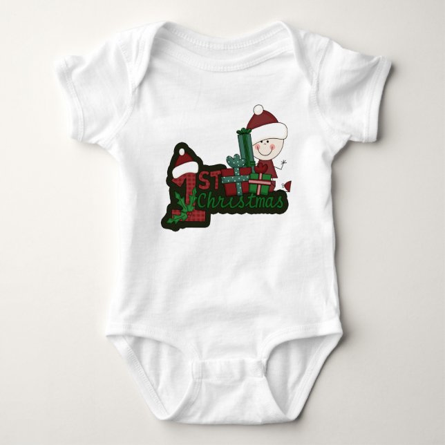 Body Para Bebê Elf Baby First Christmas T-shirts e presentes (Frente)