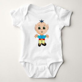 Body Para Bebê Elfo bebê feliz e bonito, de roupas azuis e amarel