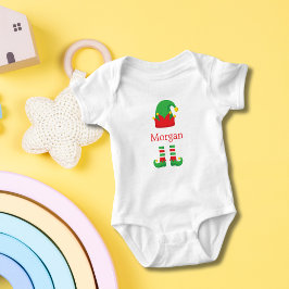 Body Para Bebê Elfo de Natal Monograma Vermelho Verde Menino Meni