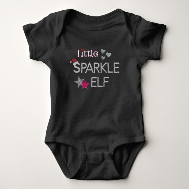 Body Para Bebê Elfo Pequeno Sparkle para roupa de Natal (Frente)