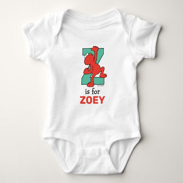 Body Para Bebê Elmo Alphabet | Z Teal (Frente)