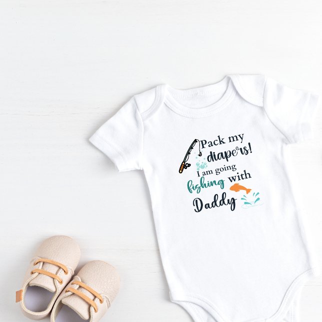 Body Para Bebê Embale minhas Fraldas que vou pescar com Pai (Pack my diapers! I am going fishing with daddy)