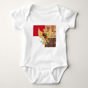 Body Para Bebê Emblema de Indonésia - bandeira do Batik de Garud