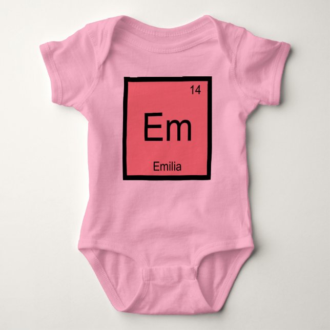 Body Para Bebê Emilia Name Chemistry Elemento de Química Mesa Per (Frente)