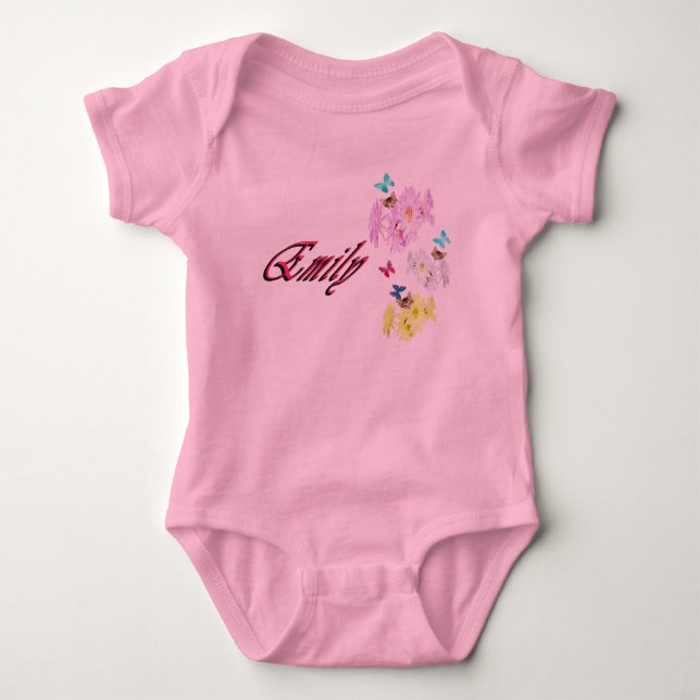 Body Para Bebê Emily, Nome, Com Gatinhos, Body Bebê (Frente)