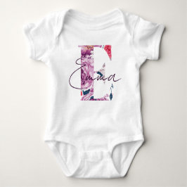 Body Para Bebê Emma Baby Name Flower Script Vintage Floral E Girl