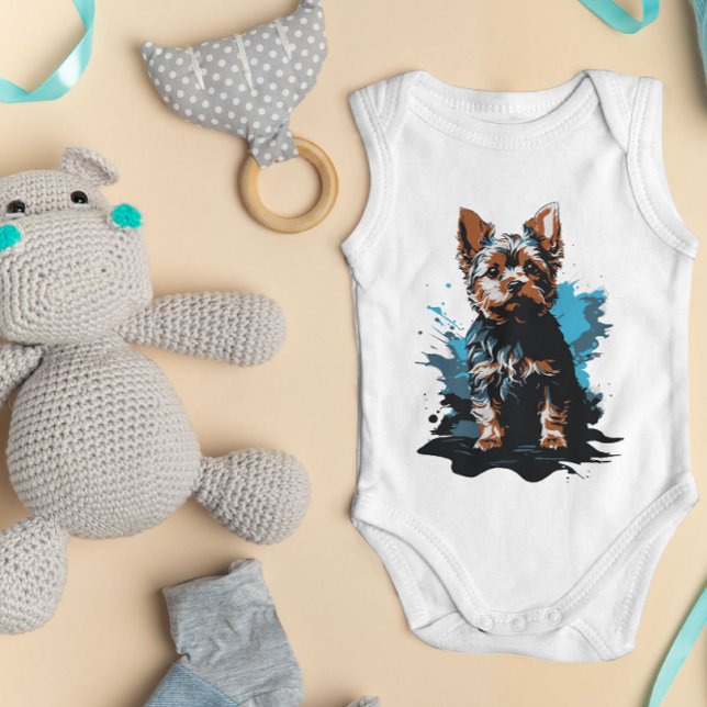Body Para Bebê Encantamento destacando um Yorkshire Terrier (Gifts for Yorkshire lovers and those to come)