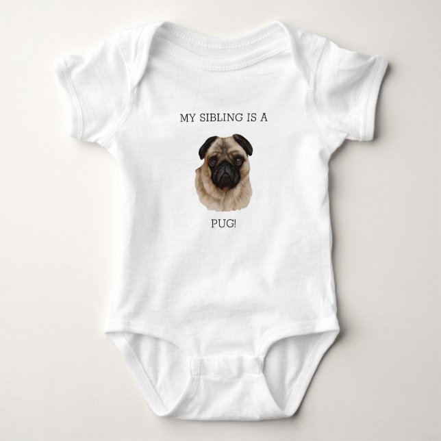 Body Para Bebê Engraçada Pug Watercolor (Frente)