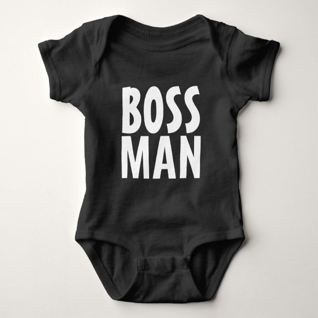 Body Para Bebê Engraçado BABY BOY T-Shirts BOSS MAN (Frente)