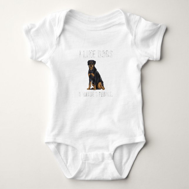 Body Para Bebê Engraçado Eu Gosto De Cachorros Rottweiler E Talve (Frente)