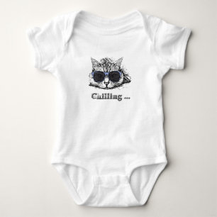 Body Para Bebê Engraçado Gato Refrigerado Com Óculos De Sol Bonit