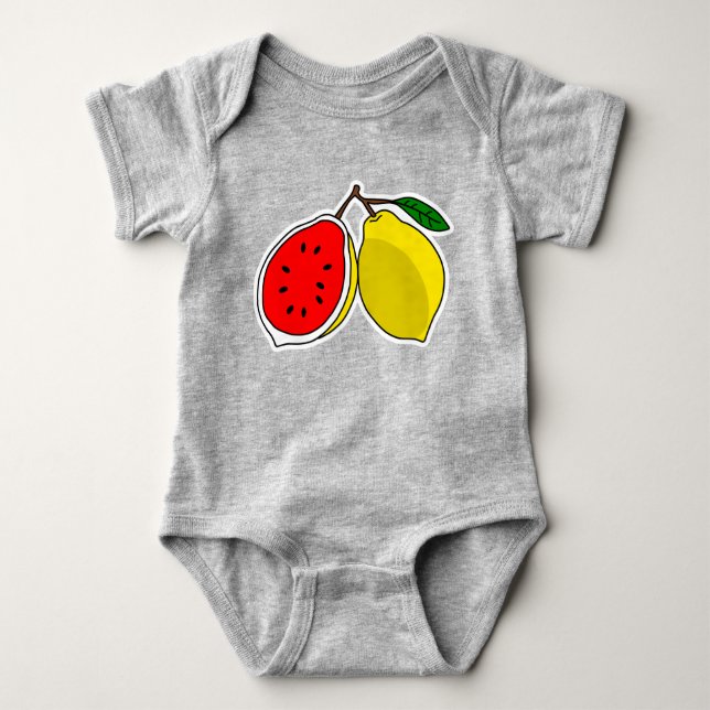 Body Para Bebê Engraçado Ilustração do híbrido Lemon & Watermelon (Frente)