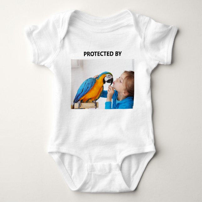 Body Para Bebê Engraçado Personalizado Protegido Por Foto De Pet  (Frente)