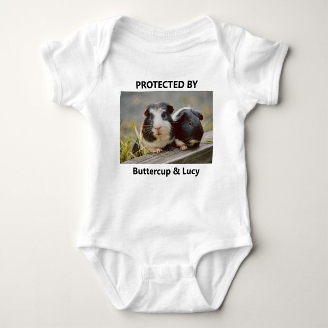 Body Para Bebê Engraçado Personalizado Protegido Por Foto Pet (Frente)