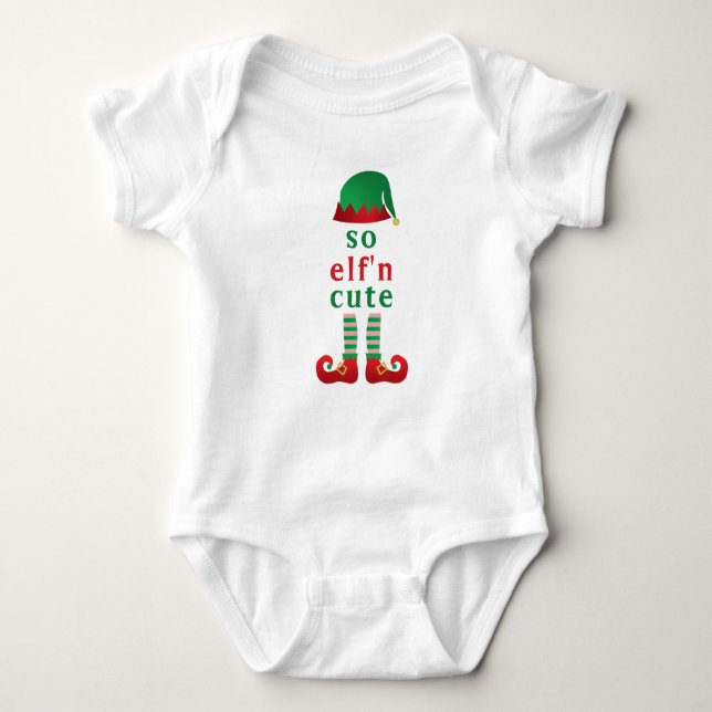 Body Para Bebê Então Elf Elf Bonito Frio de Natal Dizendo (Frente)
