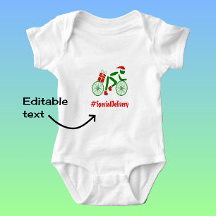 Body Para Bebê Entrega do ciclista de natristmas de texto persona