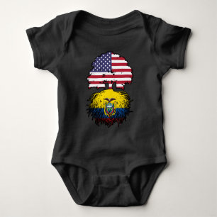 Body Para Bebê Equador Bandeira das Raízes da Árvore Americana Eq