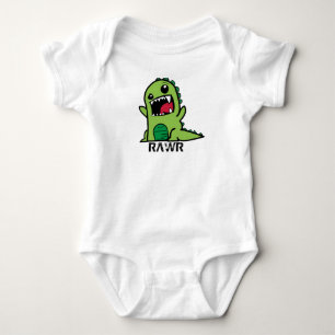 Body Para Bebê Equipamento do bebê do dinossauro verde