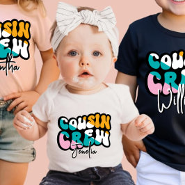 Body Para Bebê Equipe de Primo Retro Personalizado Adicione seu N