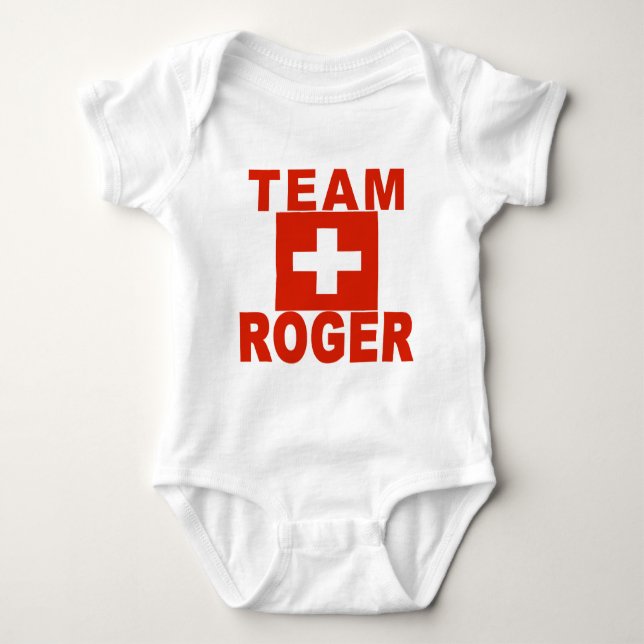 Body Para Bebê Equipe Roger com bandeira suíça (Frente)