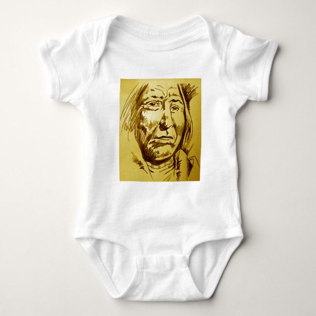 Body Para Bebê Esboço a lápis do chefe indiano (Frente)