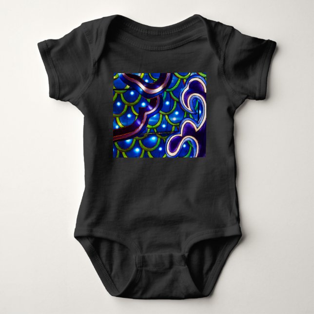 Body Para Bebê Escamas Azuis Brilhantes (Frente)