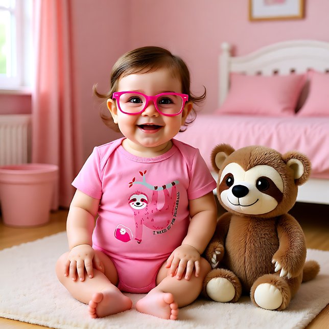 Body Para Bebê Escórias cor-de-rosa 🦥 (Cute Pink pickleball sloths 🦥 Baby Bodysuit)