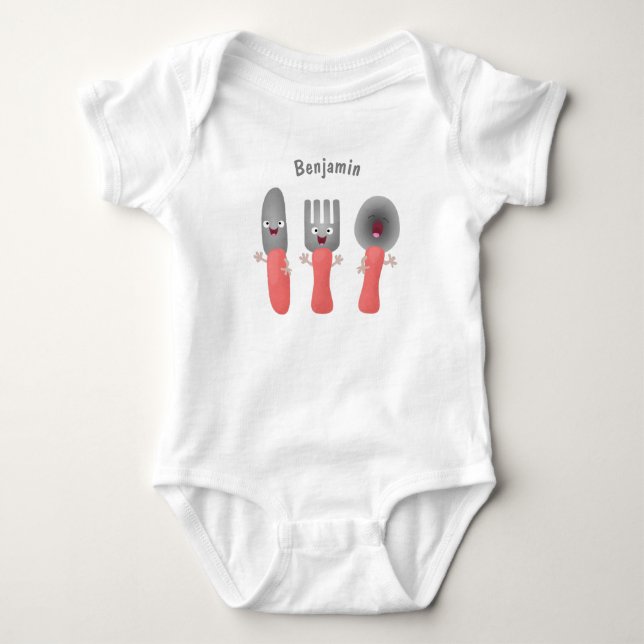 Body Para Bebê Esforço de faca e talheres de colher (Frente)
