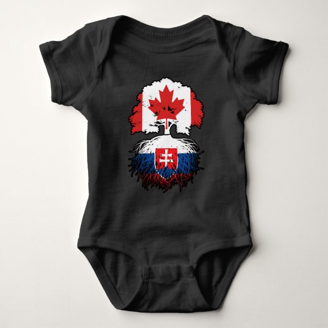 Body Para Bebê Eslováquia Eslováquia Canadá, Canadá, Bandeira das (Frente)