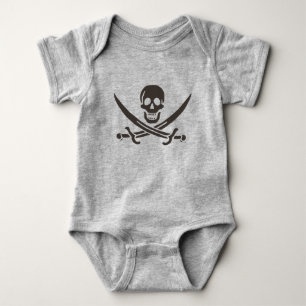 Body Para Bebê Espadas de crânio de obsidiana Bandeira pirata de 