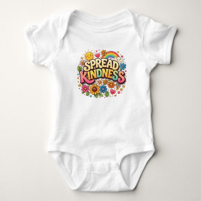 Body Para Bebê Espalhe Bondade – Lindo Arco-íris Floral (Frente)