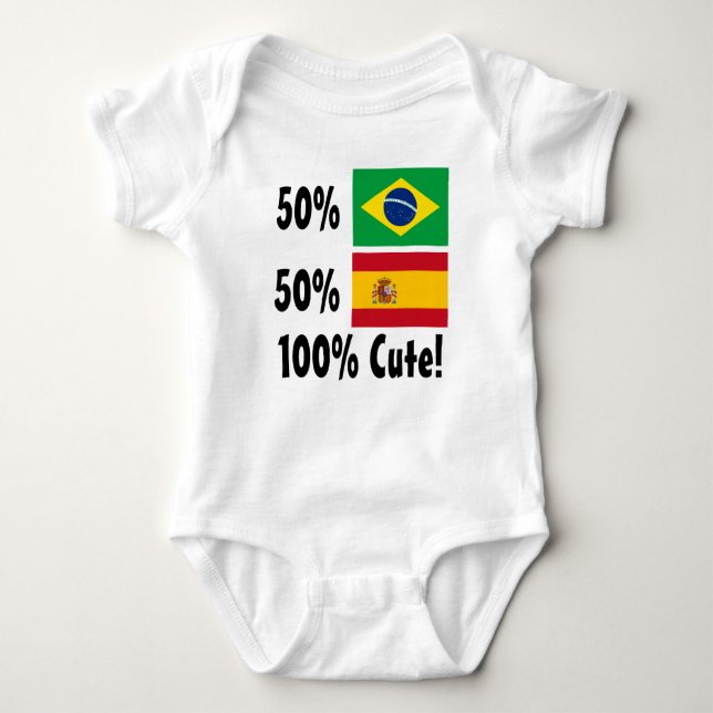 Body Para Bebê Espanhol 100% do brasileiro 50% de 50% bonito (Frente)