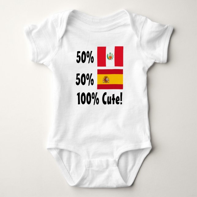 Body Para Bebê Espanhol 100% dos Peruvian 50% de 50% bonito (Frente)