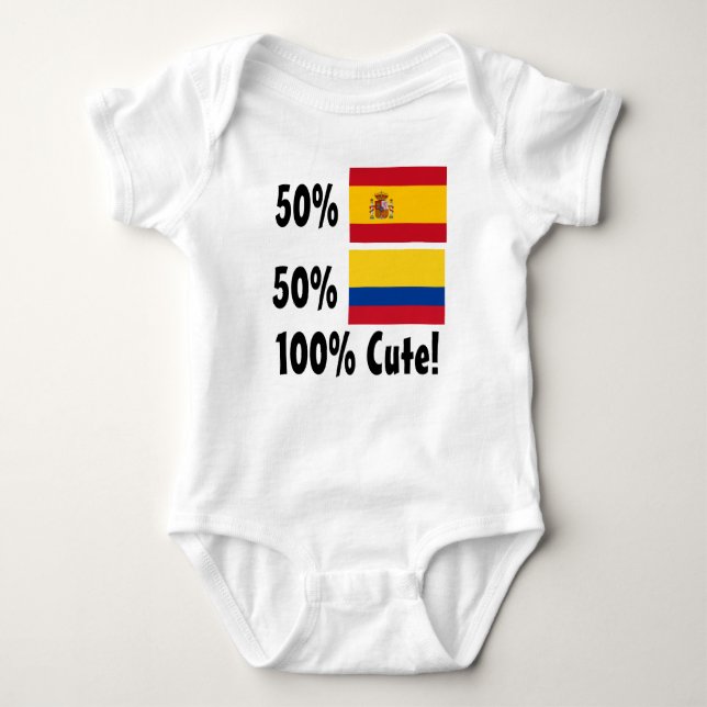 Body Para Bebê Espanhol de 50% 50% 100% colombiano bonito (Frente)