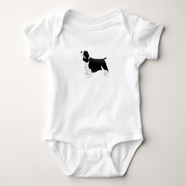 Body Para Bebê Espanhol Springer Cachorro Básico Silhouette Preto (Frente)