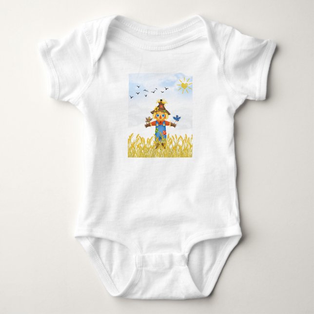 Body Para Bebê Espantalho Menino com Pássaros Outono (Frente)