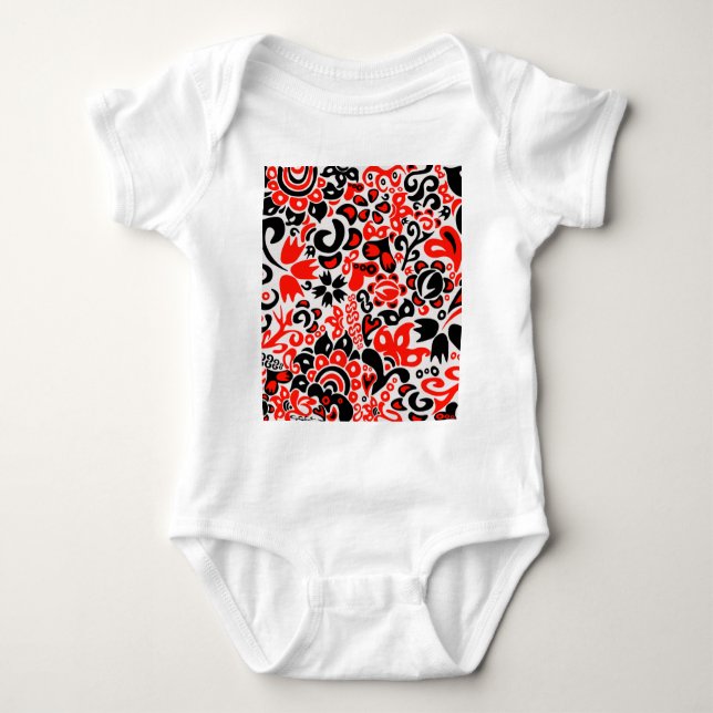 Body Para Bebê Espetáculo floral de arte popular ucraniana (Frente)